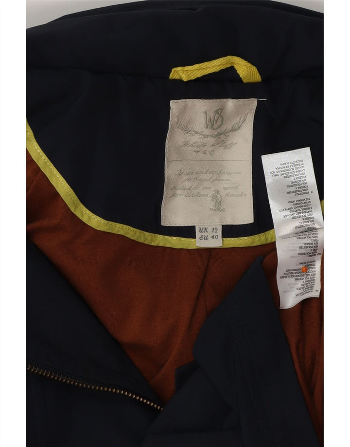 WHITE STUFF Giacca parka da donna con cappuccio UK 12 Poliestere blu navy medio