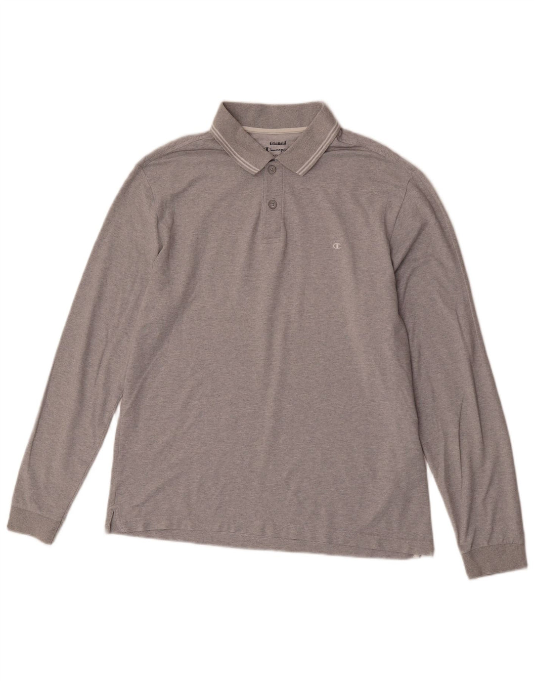 Polo da uomo a maniche lunghe Champion Large in cotone grigio