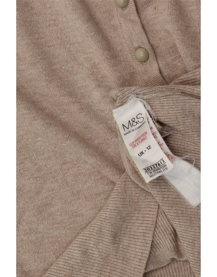 Maglione cardigan corto da donna Marks & Spencer UK 12 Viscosa beige medio