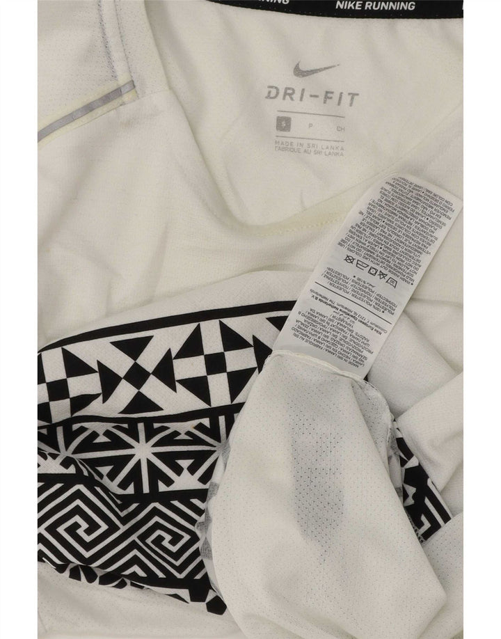 T-shirt Nike Dri Fit da uomo, piccola, in poliestere geometrico bianco