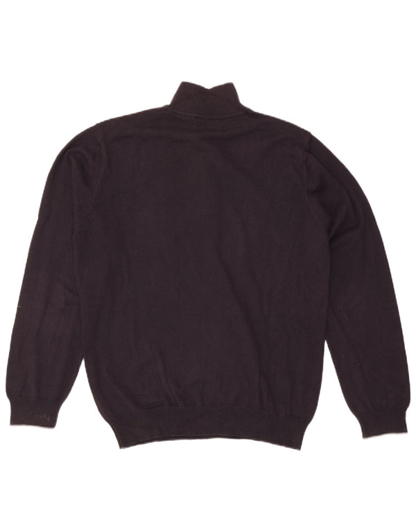 Maglione Uomo Trussardi Jeans con Collo a Bottoni Blu Navy Medio