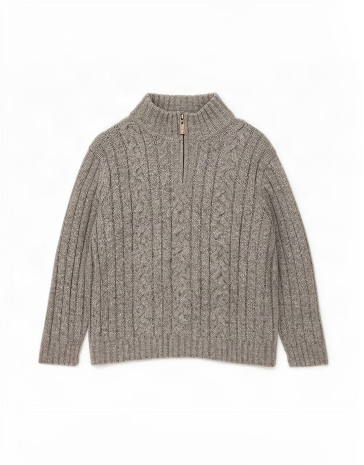 Maglione da uomo Marks & Spencer con zip e collo XL in acrilico grigio