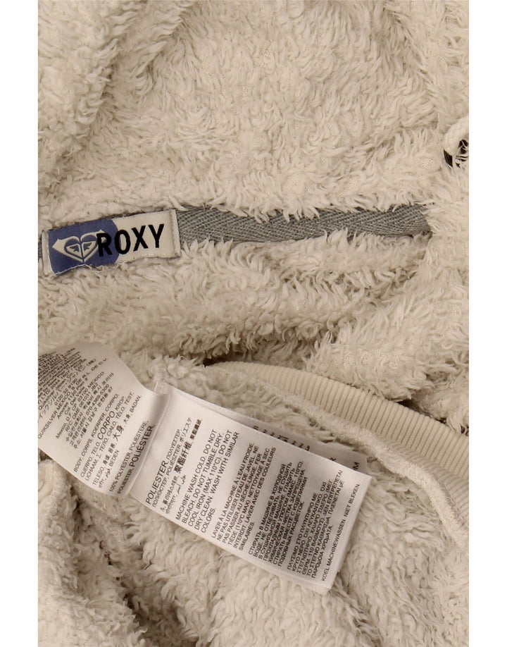 ROXY Womens Zip Hoodie Sweater UK 14 Medium White Polyester
