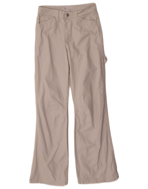 Pantaloni casual Zara da donna Carpenter Flare EU 36 XS W26 L32 Cotone grigio
