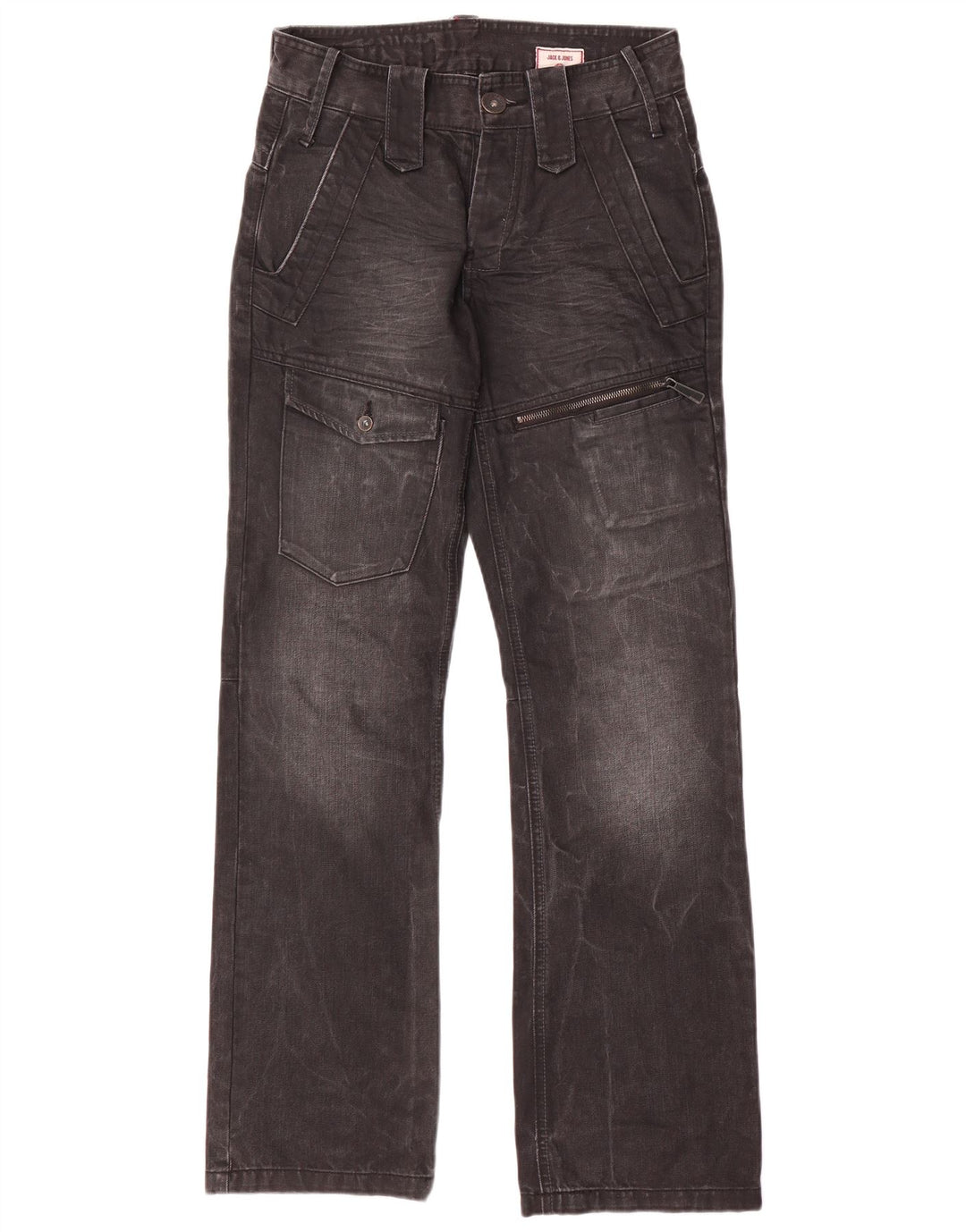 Jeans dritti cargo da uomo Jack & Jones W28 L32 cotone grigio