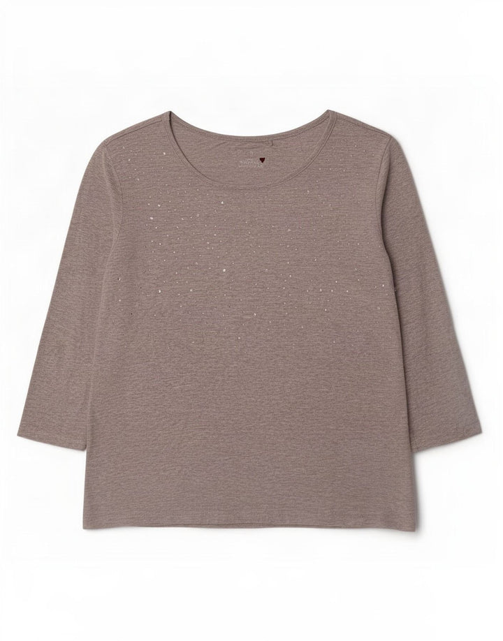Top da donna Canda manica 3/4 UK 10 piccolo grigio screziato
