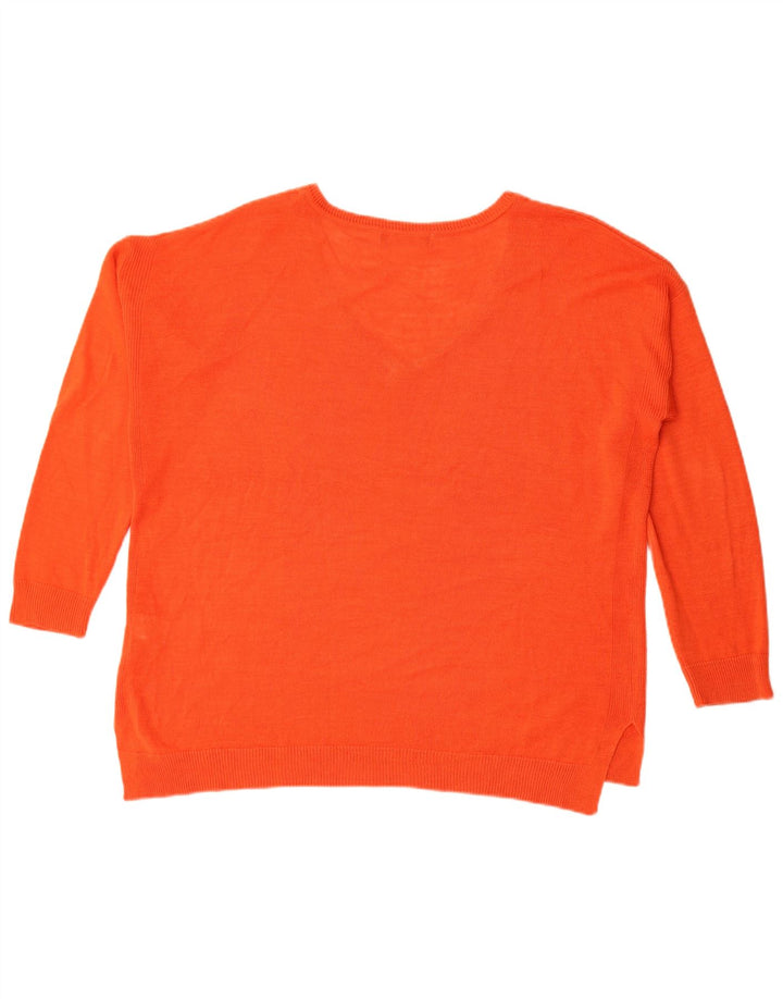 Maglione oversize con scollo a V da donna Marks & Spencer UK 14 Large Arancione