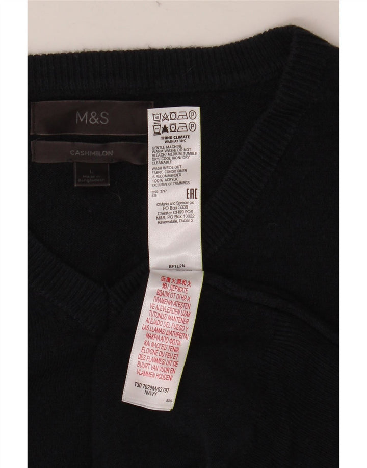 MARKS & SPENCER Maglione da uomo con scollo a V grande acrilico blu navy