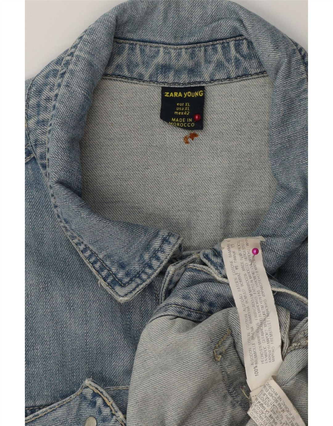 Giacca in denim da uomo ZARA UK 42 XL cotone blu