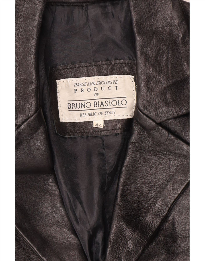 Giacca in pelle vintage da donna IT 44 media nera classica