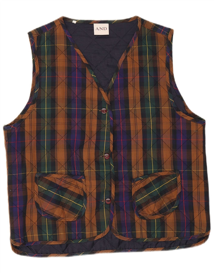 E gilet trapuntato da donna UK 14 grande quadretto multicolore