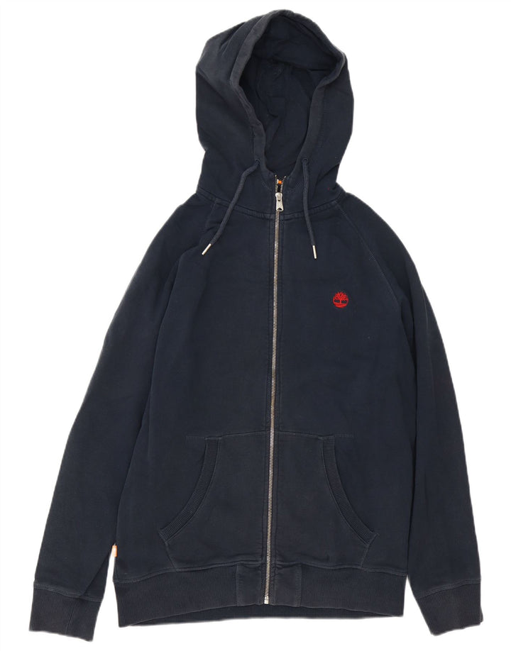 Maglione con cappuccio e zip da uomo Timberland in cotone blu navy medio