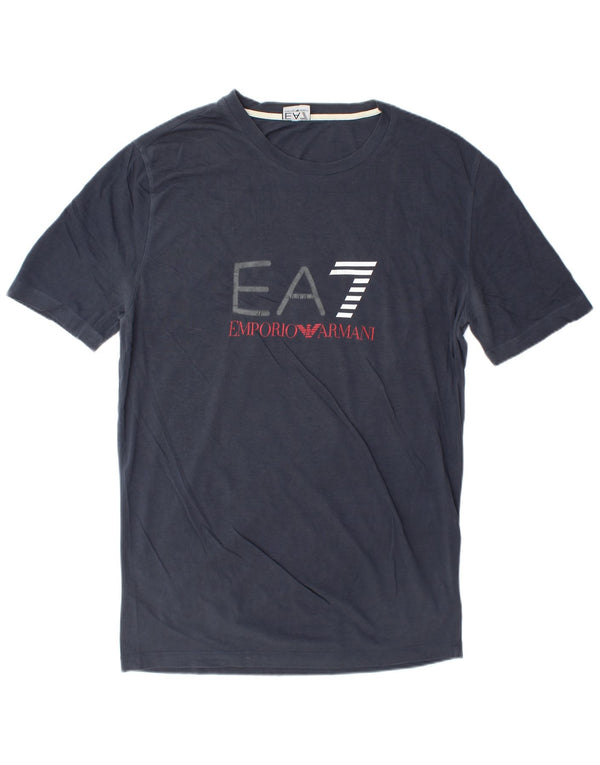 T-shirt grafica da uomo Emporio Armani Top XL in cotone blu navy