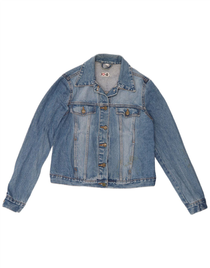 Giacca in denim corto da donna VINTAGE UK 14 grande cotone blu