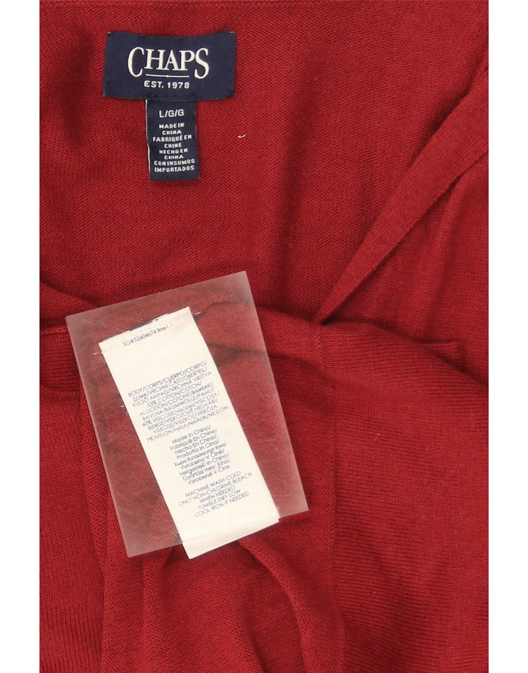 CHAPS Womens Polo Neck Jumper Sweater UK 16 Large Red Cotton Vintage Chaps and Second-Hand Chaps from Messina Hembry 