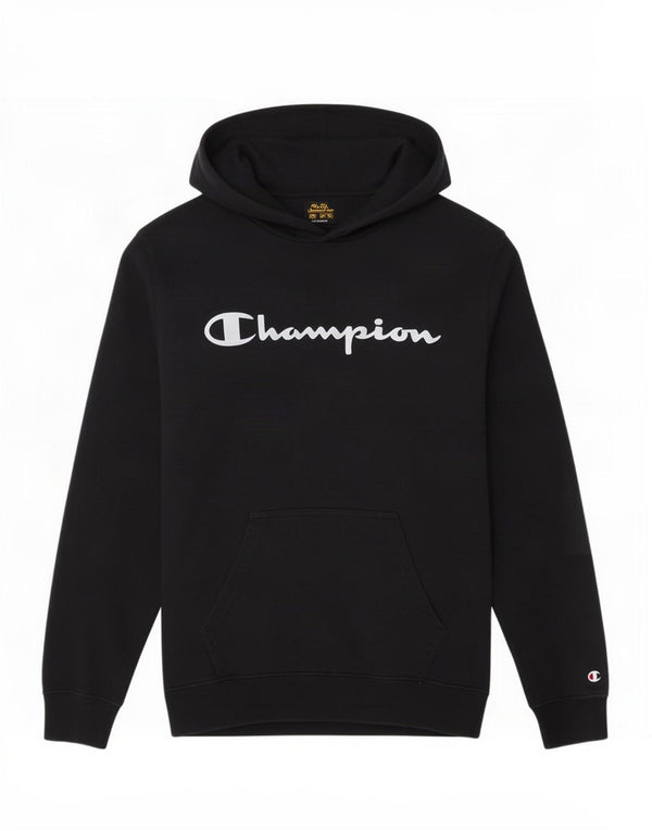 Maglione con cappuccio grafico da uomo Champion in cotone nero medio