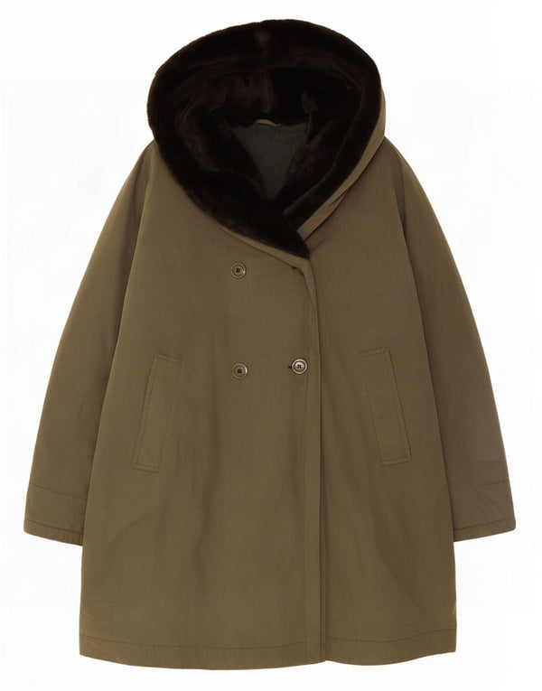 Cappotto doppiopetto con cappuccio vestibilità ampia da donna Allegri UK 20 2XL Cachi