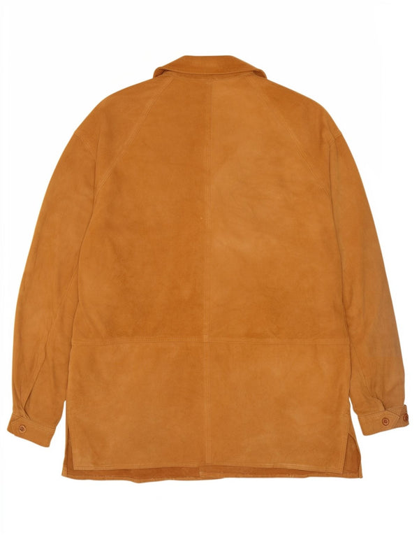 Giacca vintage in pelle scamosciata da uomo IT46 piccola beige