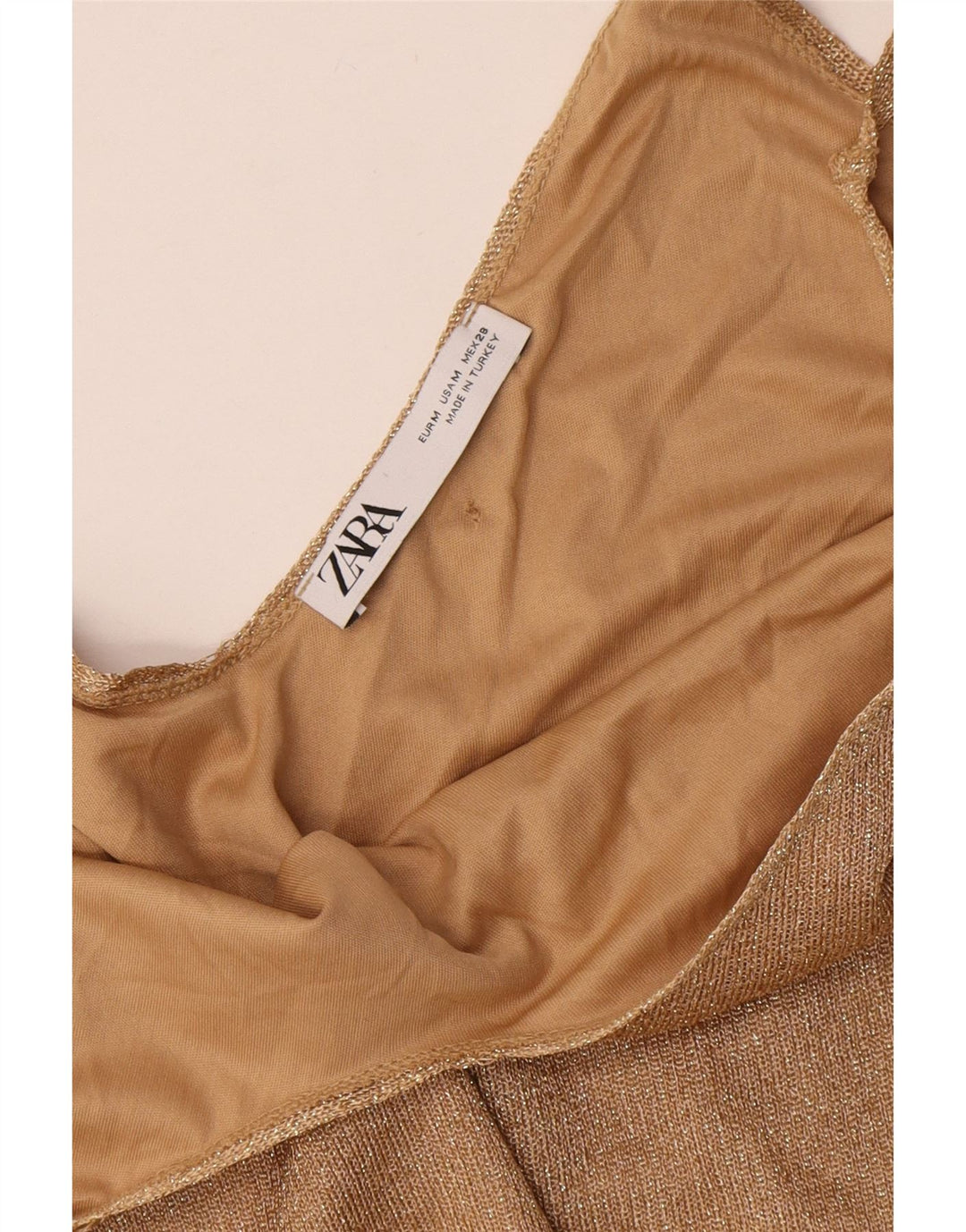 Abito sottoveste da donna Zara UK 12 poliestere oro medio