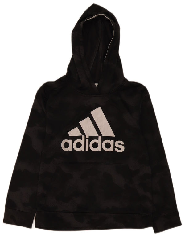 Felpa con cappuccio grafica da ragazzo Adidas 10-11 anni mimetica media nera