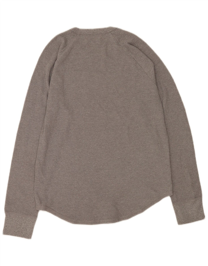 Top grafico da uomo Hollister a maniche lunghe in cotone grigio medio