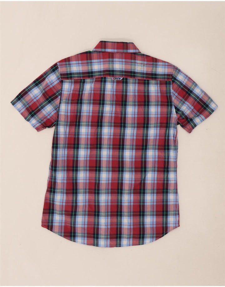 CREW CLOTHING Camicia da uomo a maniche corte in cotone a quadri blu medio