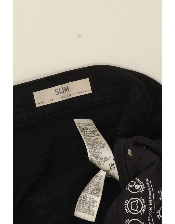 Jeans slim da uomo Marks & Spencer W36 L33 cotone nero