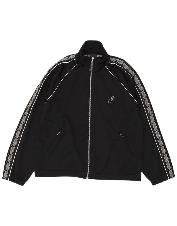 Giacca sportiva da uomo con grafica Asics, giacca in poliestere color block medio nero