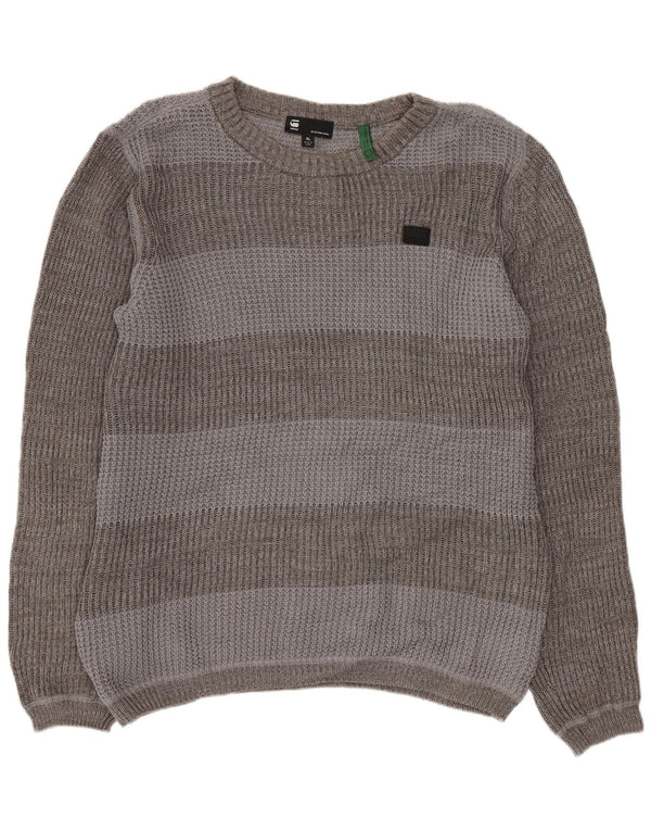 Maglione maglione con scollo a barca da uomo G-Star XL in cotone color block grigio