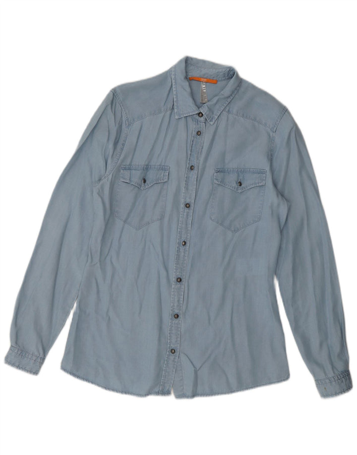 Camicia oversize da donna Hugo Boss UK 6 XS Lyocell blu