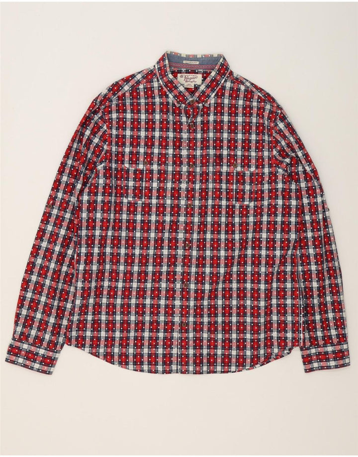 Camicia Penguin Heritage da uomo slim fit 2XL in cotone a quadri rossi