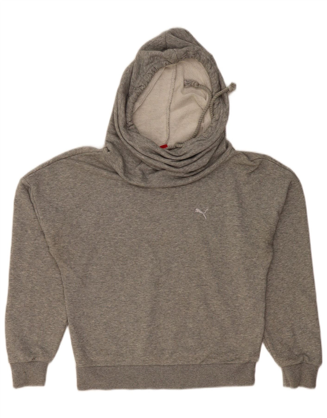 PUMA Womens Oversized Hoodie Jumper UK 10 Small Grey Flecked Cotton