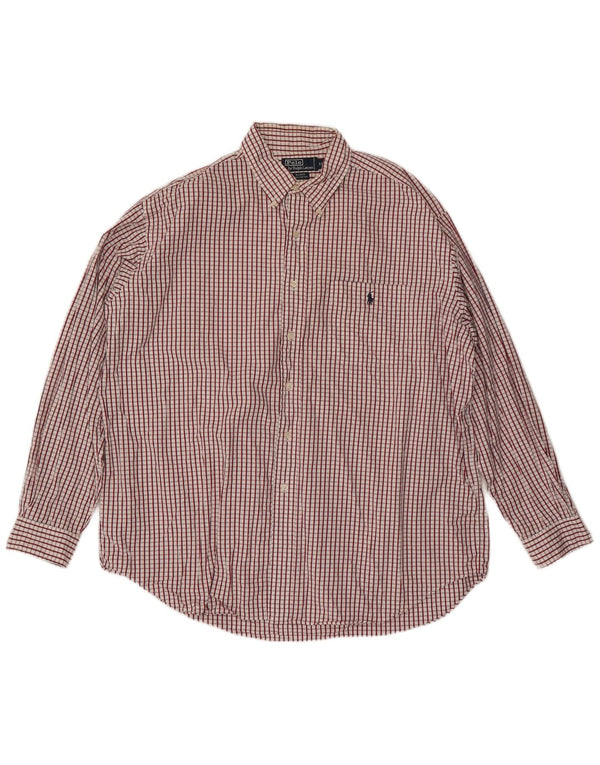 POLO RALPH LAUREN Camicia Blaire ampia da uomo XL in cotone a quadri rossi