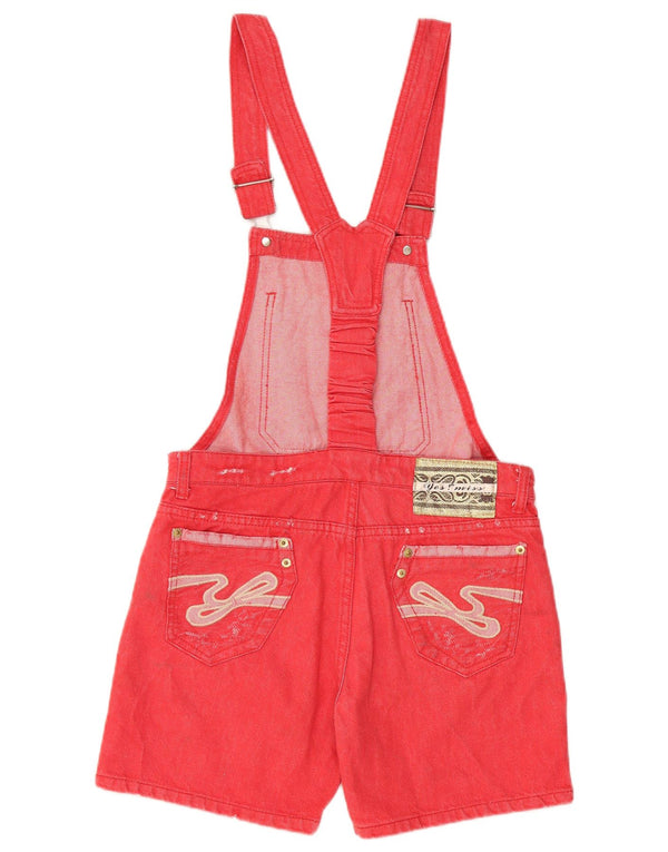 VINTAGE Womens Dungarees Denim Shorts Small W30  Red Cotton