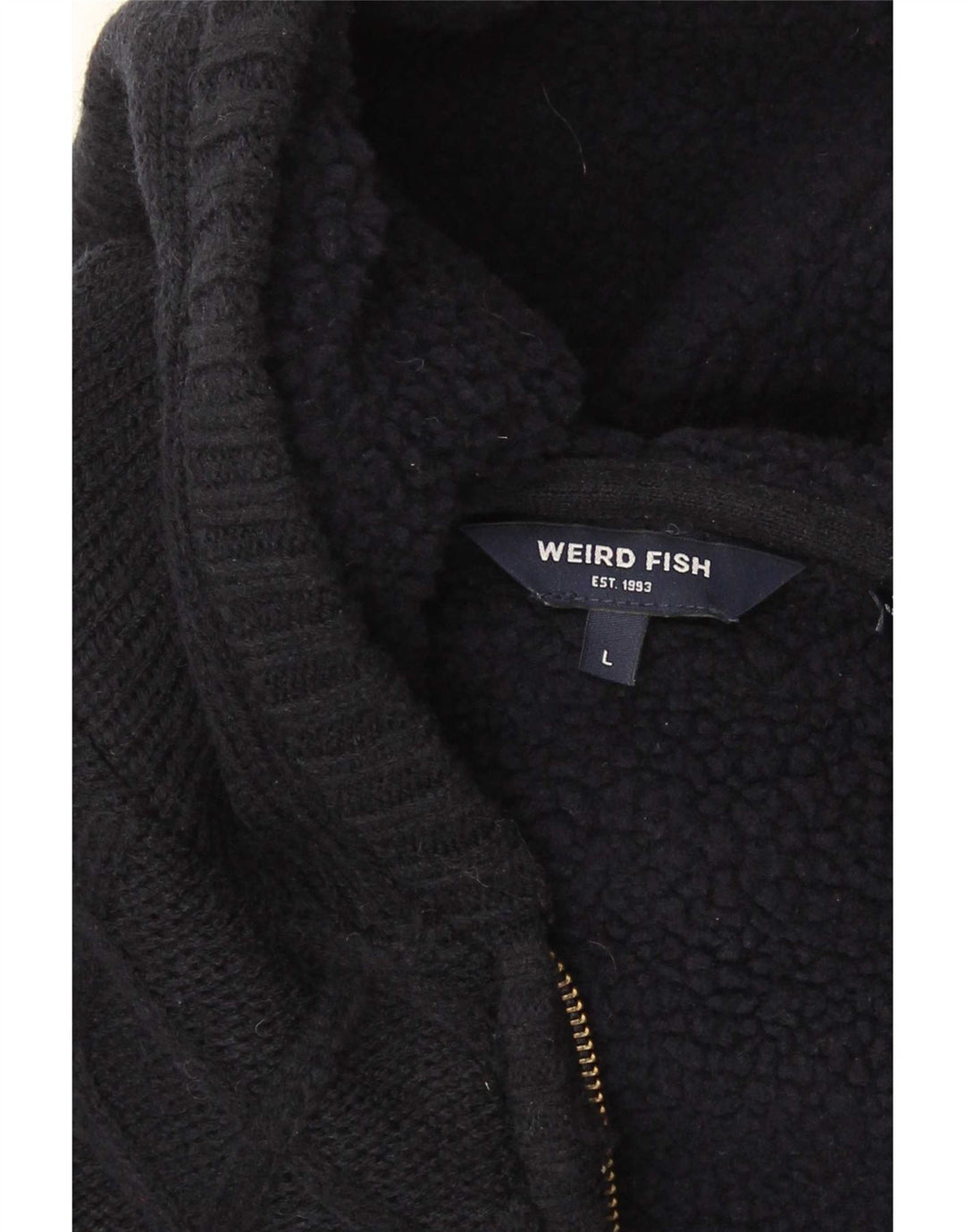 Maglione cardigan con cappuccio da uomo Weird Fish grande acrilico blu navy