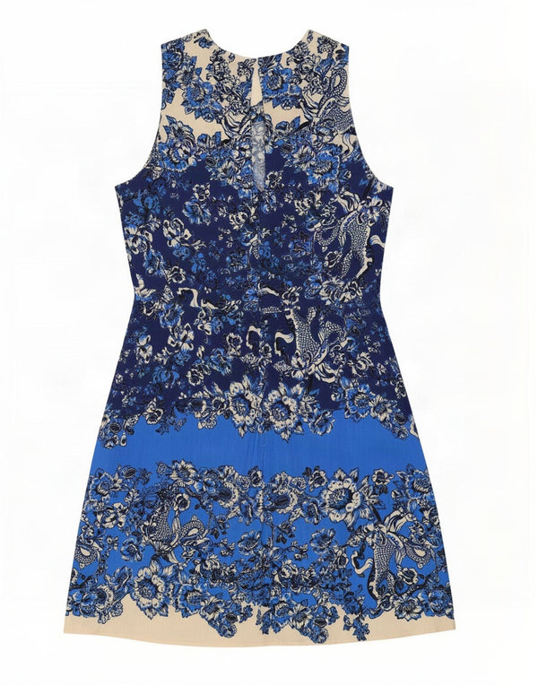 Desigual Abito da donna senza maniche a trapezio EU 38 Viscosa floreale blu medio