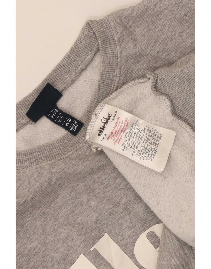 Felpa oversize con grafica da donna Ellesse, maglione UK 10, piccola grigia chiazzata