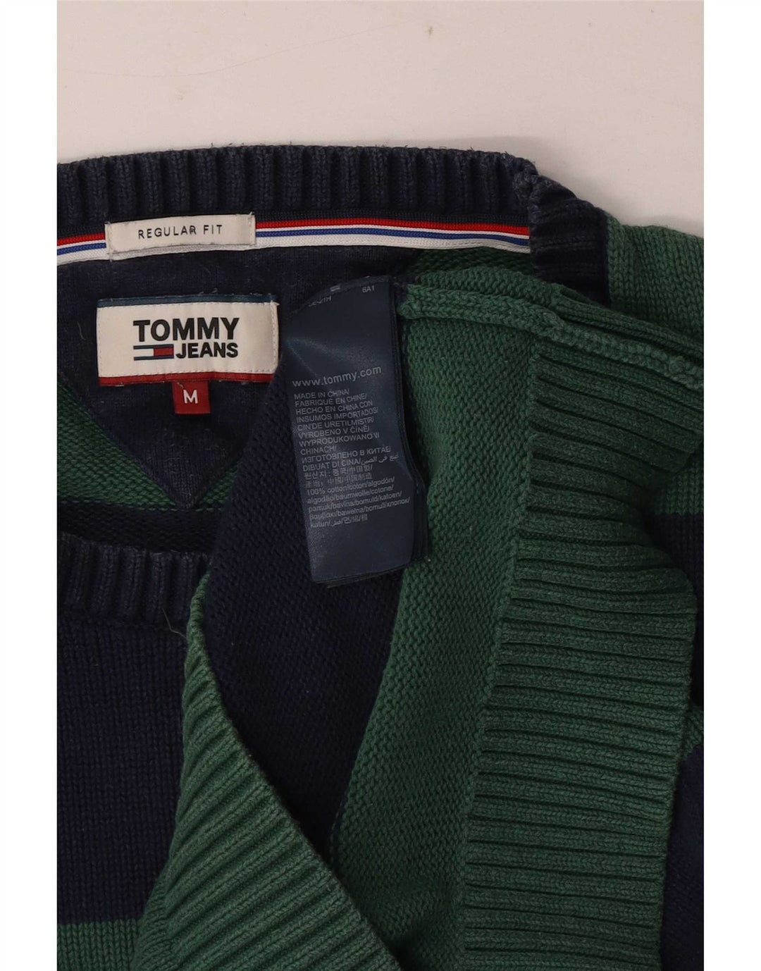 Maglione maglione girocollo da uomo Tommy Hilfiger verde medio a righe