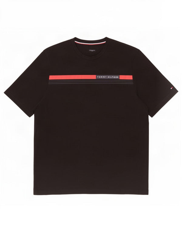 Tommy Hilfiger Mens Tall T-Shirt Top 3XL Black Colourblock Cotton