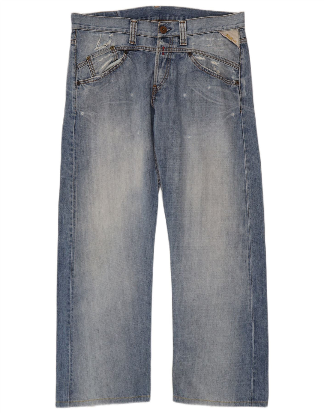 Replay Jeans dritti invecchiati da uomo W34 L30 in cotone blu