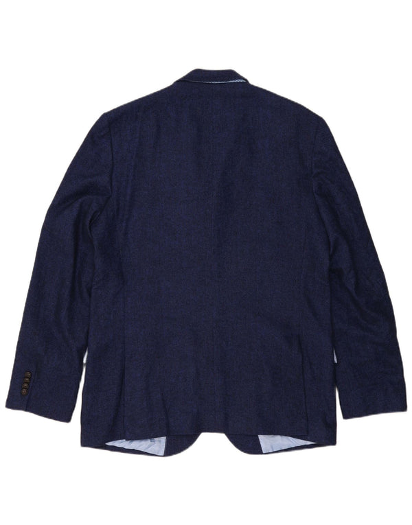 Giacca blazer a 2 bottoni Marks & Spencer da uomo UK 44 XL blu navy a spina di pesce