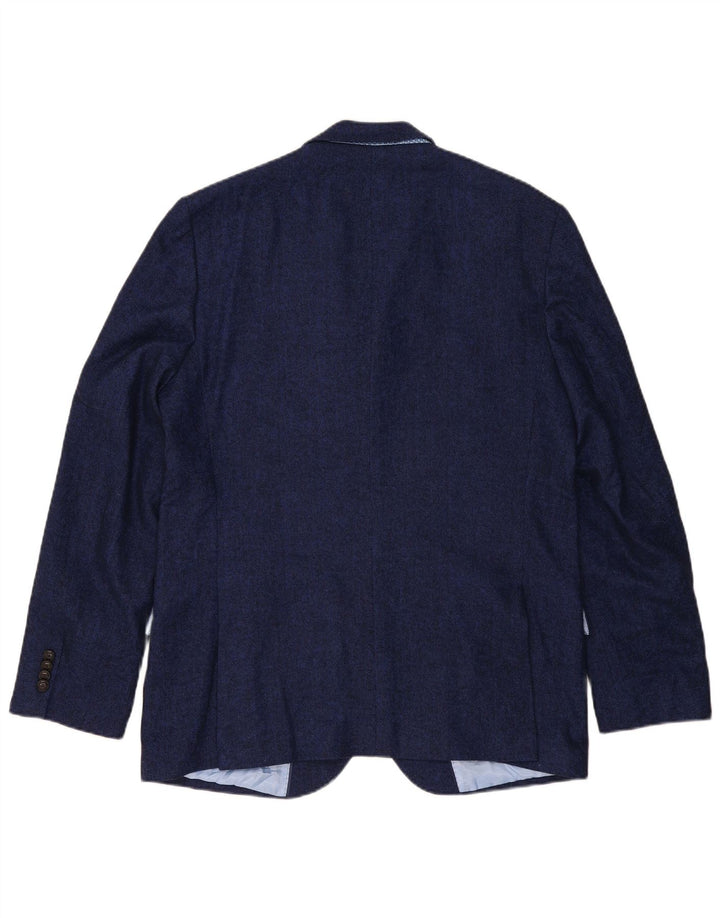 Giacca blazer a 2 bottoni Marks & Spencer da uomo UK 44 XL blu navy a spina di pesce