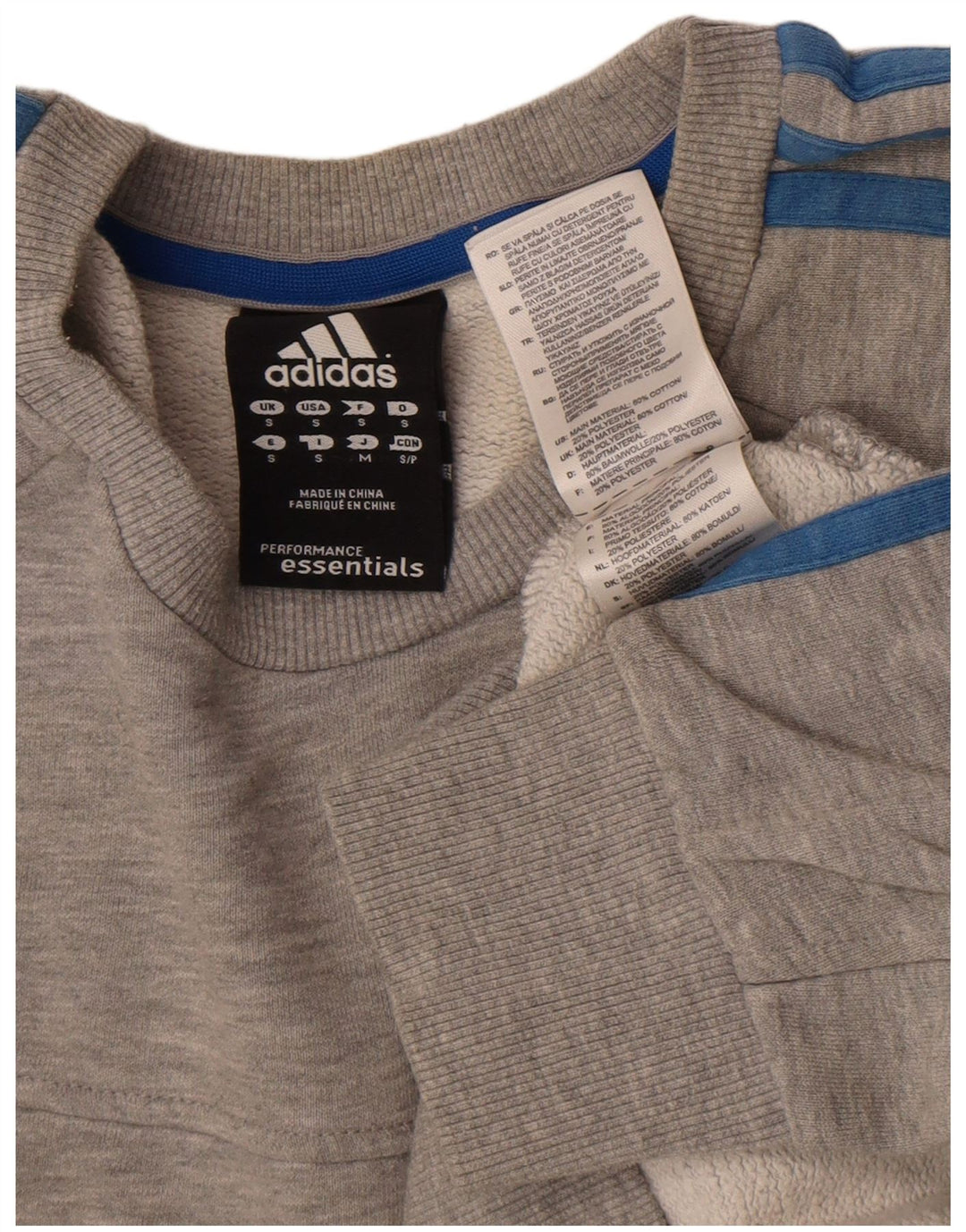 Felpa Adidas da uomo maglione piccolo grigio cotone screziato