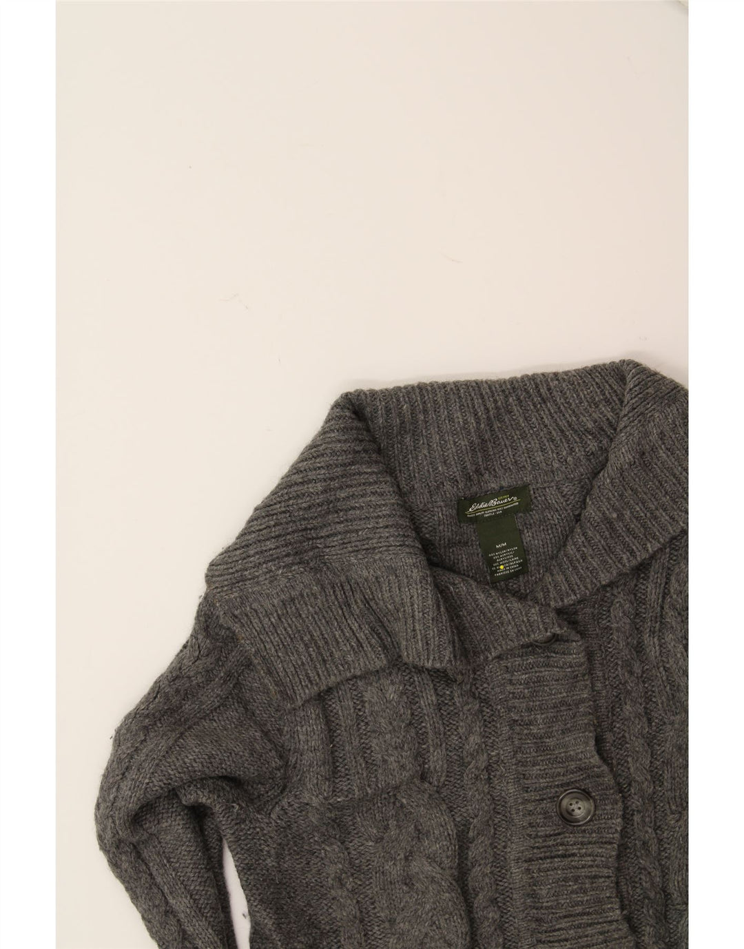 EDDIE BAUER Womens Longline Cardigan Sweater UK 12 Medium Grey Nylon Vintage Eddie Bauer and Second-Hand Eddie Bauer from Messina Hembry 