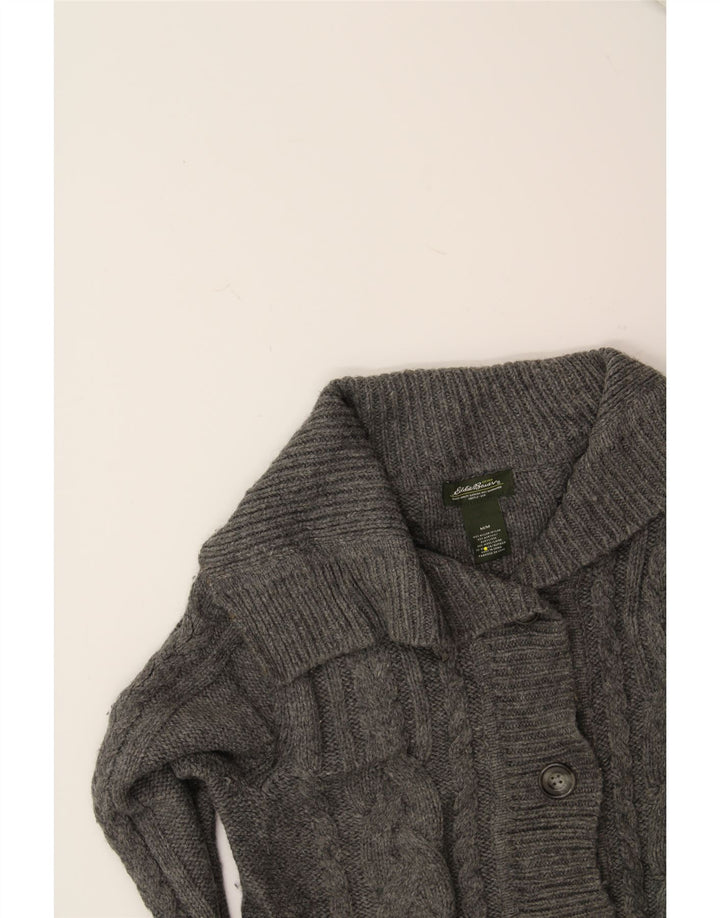 EDDIE BAUER Womens Longline Cardigan Sweater UK 12 Medium Grey Nylon Vintage Eddie Bauer and Second-Hand Eddie Bauer from Messina Hembry 