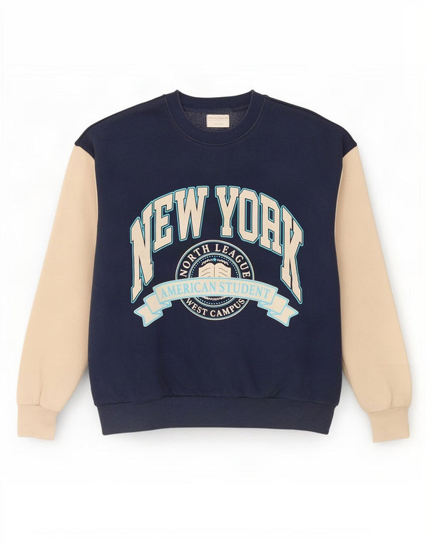 Pull & Bear Felpa con grafica da donna Maglione UK 10 Small Blu navy