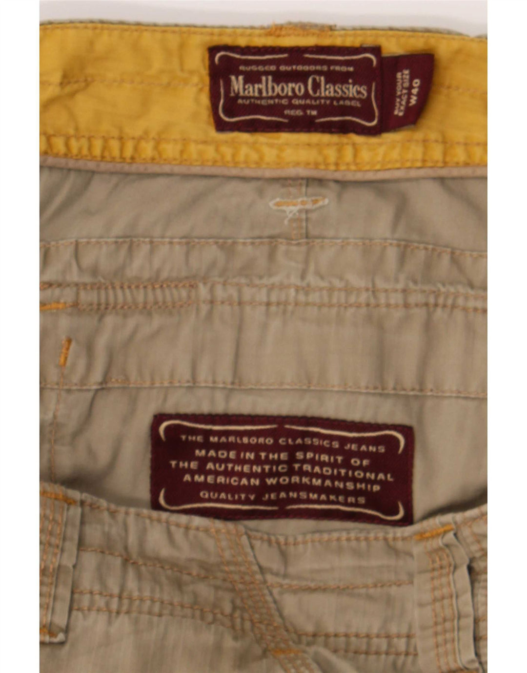 Pantaloncini cargo da uomo vestibilità regolare Marlboro Classics W40 XL cotone kaki