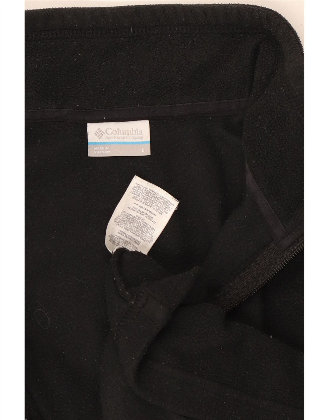 Maglione in pile Columbia da uomo con zip e collo, grande, in poliestere nero