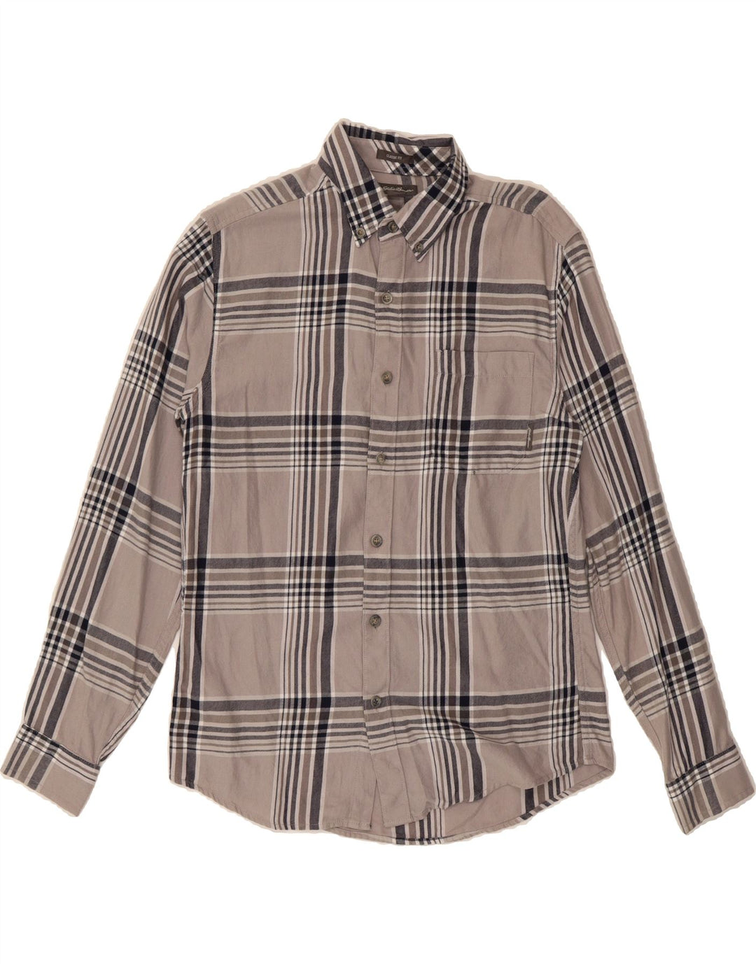 EDDIE BAUER Mens Classic Fit Flannel Shirt Small Grey Check Cotton Vintage Eddie Bauer and Second-Hand Eddie Bauer from Messina Hembry 