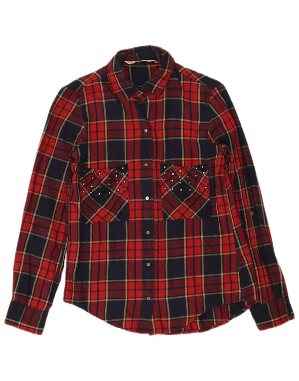 Camicia in flanella da donna Zara UK 12 a quadri rossi medi